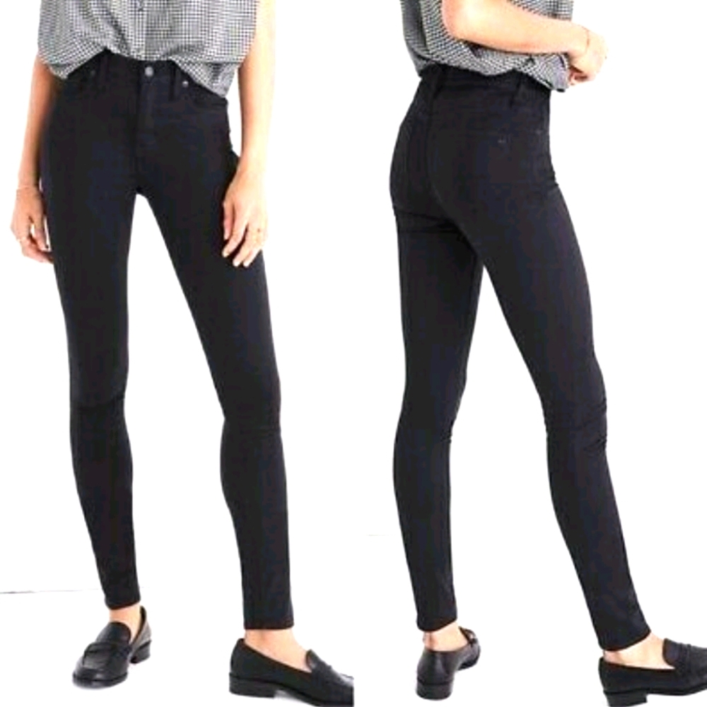 MADEWELL 9' High-Rise Skinny Sateen Black Jeans